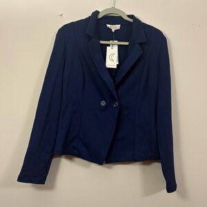 Crescent stitch fix Palmerston double breasted knit blazer women’s L navy NWT